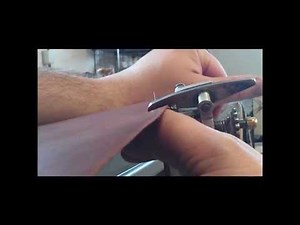 Demonstration of cutting tapered Kangaroo Hide Leather Strands with a Dene Williams Strander