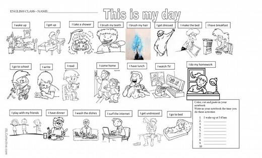 Daily routines - Color, cut and paste