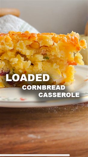 It's snowing here today, let's get cozy with this Loaded #cornbread #casserole! RECIPE: 1/2 cup of cornmeal 1/2 cup of flour 2.5 tsp of BP 1/4 tsp of Salt 2 Tbsp of Sugar 1 cup of Cooked and Crumbled Bacon (about 8oz raw) 2 Eggs 1/4 cup of Melted Butter 3/4 cup of Sour Cream 1/4 cup of Milk 1 14.5oz can of Cream Style Corn 4 Scallions, finely chopped 4oz of Cheddar, freshly grated half in the batter and half on top | Laura in the Kitchen