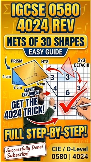 ​Mastering 3D Shapes & Nets: IGCSE 0580 & O Level 4024 Past Paper Solution #maths #viral #shorts