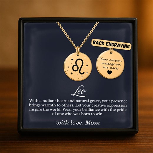 Personalized Leo Zodiac Coin Necklace, Astrology Jewelry for Her, Unique Daughter Gift, Free Gift Box Included - Etsy
