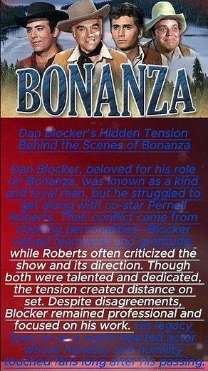 Dan Blocker’s Hidden Tension Behind the Scenes of Bonanza