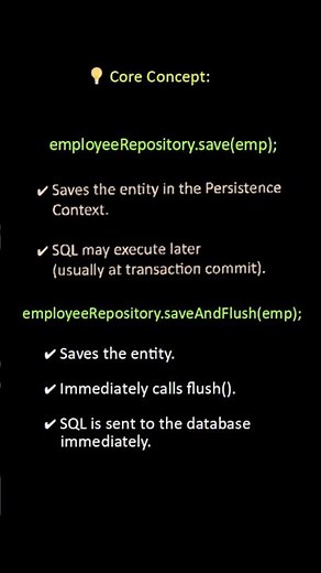 Spring Boot Interview Trap 🔥 save() vs saveAndFlush() Explained
