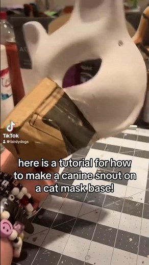 How to add a canine snout to a therian mask! (Old version!) #therian #therianmask #crafts #diy#furry