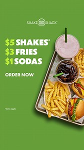 Treat yourself to $1 sodas, $3 fries and $5 shakes. Sip, snack and shake up your day with prices found only in the Shack App. | Shake Shack