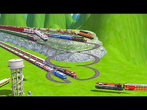 SEVEN🚂💨🐍 TRAINS CROSSING TO EACH OTHER & HITS A TRAIN AT DOUBLE U TURNS RAIL ROAD|Train Simulator