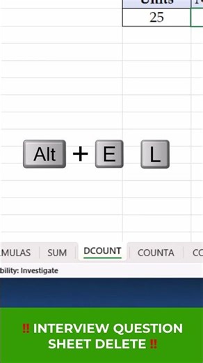 #68 Excel Interview Challenge | Sheet Delete Shortcut kya hai? | #excelshorts #excel #students