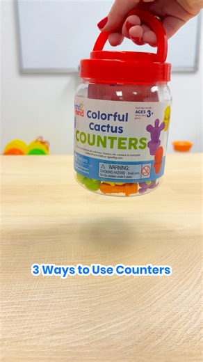 hand2mind on Instagram: "Looking for new ways to use your math counters? Check out these three ideas using counters—perfect for building literacy and math skills across different ages and skill levels! 🌈 Practice colors and build fine motor skills with a color sorting activity 🔤 Segment sounds for a tactile and colorful phonics lesson ✨ Learn to recognize and make patterns based on color or characteristic Our Colorful Cactus Counters are perfect for hands-on learning activities with 6 differen