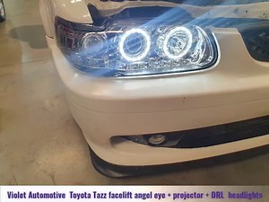 90 reactions · 18 shares | Toyota Tazz facelift complete headlight with dual angel eyes + DRL + Projector only R1999 at Violet Automotive. Available in black and chrome. Very limited stock available. Contact us on sales@violetautomotive.co.za or call 0114758332 or whatsapp 0814799816. Our address is unit 26, Skyway Business Park, Corner Freda and C.R Swart Avenue, Randburg. Or we can courier anywhere in SA | Violet Automotive | Facebook