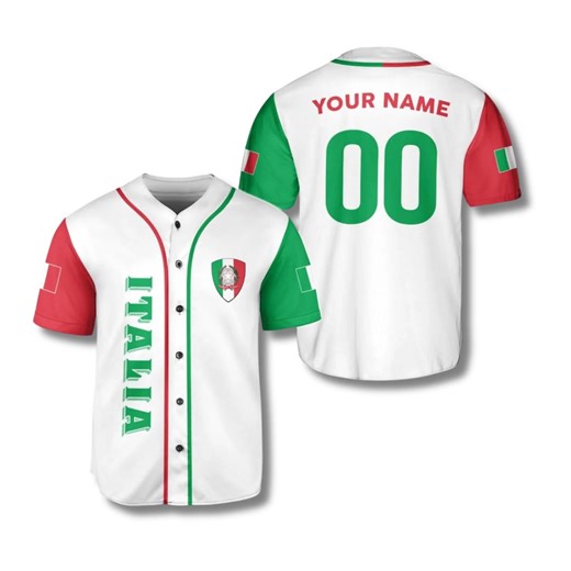 Italy Custom Baseball Jersey Shirt, Personalized Name & Number, White Button up Italia Flag Design - Etsy