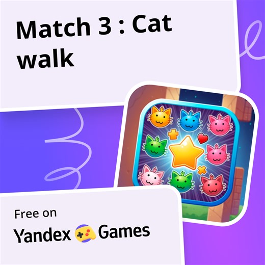 Match 3 : Cat walk - play online for free on Yandex Games