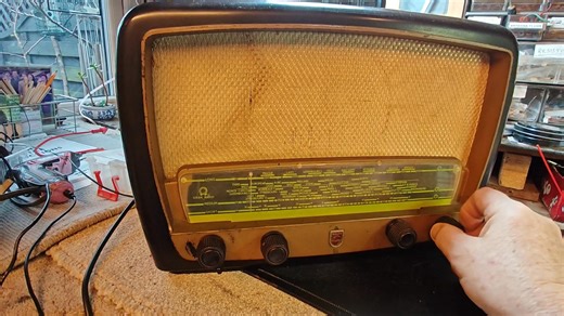 Philips in for a service and safety check. Bit of switch cleaner and a few new capacitors and ready to go.... Not much on Short Wave during the daylight hours. This one has been modded (not by me!) as a guitar amp | The Vintage Radio Repair Shop