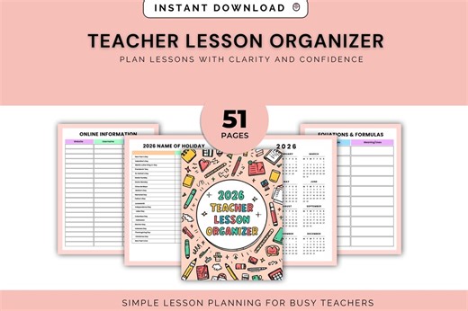 Teacher Lesson Planner | Weekly & Monthly Organizer (PDF Printable) - Etsy