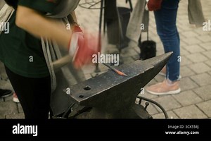 Female Blacksmith Hammering on Anvill Stock Video Footage - Alamy