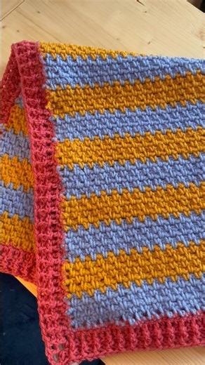 How to make a lap blanket 💙🧡 #crochet #handmade #yarn #artist #shorts #fyp #ytshorts