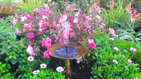 AISITIN 3.5W Solar Fountain Pump Built-in 1500mAh Battery, Bird Bath Fountain with 6 Nozzles, Solar Floating Water Pump for Bird Bath, Fish Tank, Pond, Pool, Garden and Outdoor