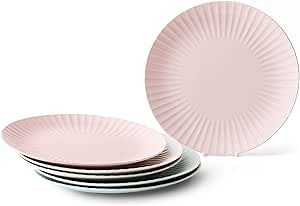 ZEN Pleats Porcelain Dinner Plates 11 Inch Set of 6 (Mixed Color)