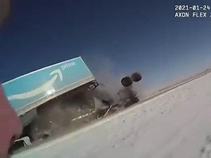 Who is hating on a small business and using cheap, unqualified labor to monopolize whole world? Those guys with an arrow - the rich ones. Their trailers must be pulled by the worst drivers on the planet, we see them in ditches all the time but this one though beats them all - doesnt realize he drives on ice and explodes, like a bomb | BigRigShots