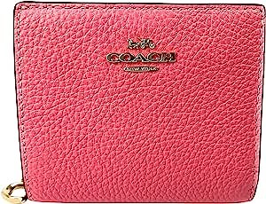 Coach Pebbled Leather Snap Wallet in Pink Lemonade
