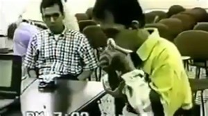 Luis Alfredo Garavito being interrogated by Colombian investigators on Oct. 28, 1999. After eight hours of intense questioning, Garavito was moved to tears by Det. Aldemar Duran, who described Garavito's molestation, torture, and murder of children in grim detail. "I am a demon," Garavito told him.