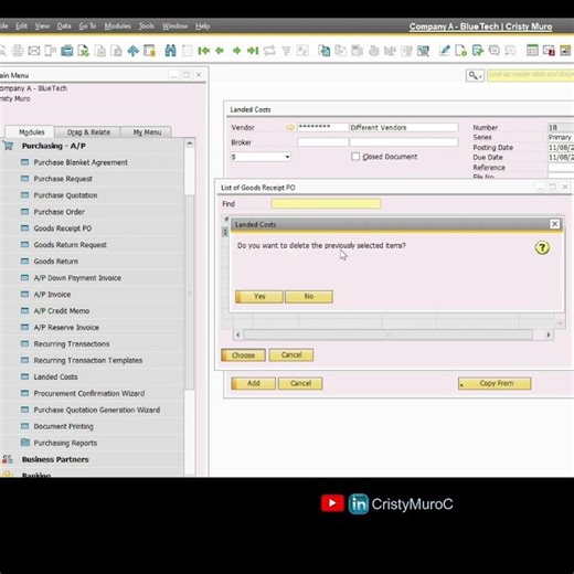 How to Create a Landed Cost from Multiple Goods Receipt POs and Vendors in SAP Business One
