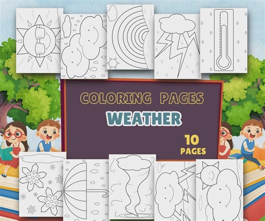 Weather Coloring Pages for Kids, Educational Printable Activity Book - Etsy