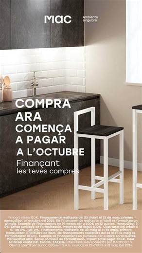 Financiacion. Paga en octubre. Mac Ambients