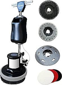 17" Multi-Purpose Commercial Floor Buffer Machine - Clean, Buff, and Polish with Ease! Ideal for Carpets Too! Includes Solution Tank, 2 Brushes, Pad Driver and 3 Scouring Pads