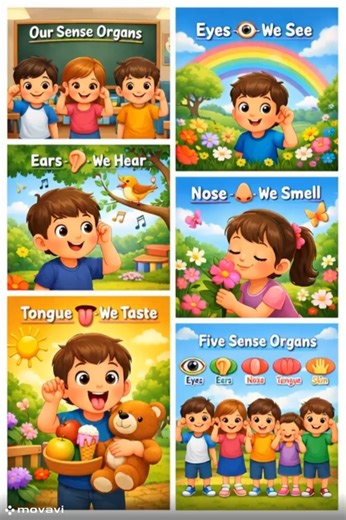 Sense Organs Eyes, Ears, Nose, Tongue, Skin – Class 1 #scienceforkids