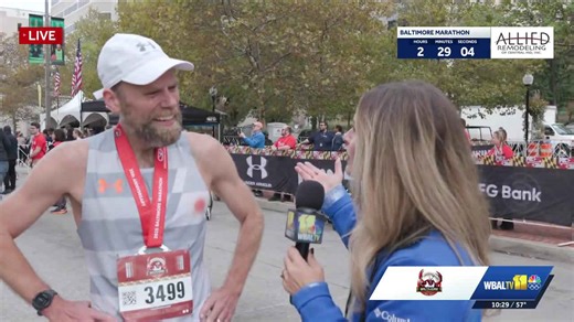 LIVE: Men's winner of the Baltimore Marathon crosses the finish line