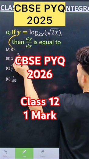 If 𝑦=log_2𝑥 (√2𝑥), then 𝑑𝑦/𝑑𝑥 is equal to (A) 0(B) 1(C) 1/x(D) 1/√2𝑥