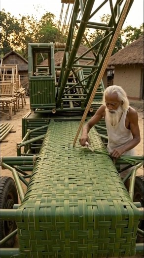 A old man making bamboo cran in village #shortsfeed #viral #crane