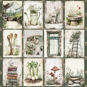 Gardening Cottage Scrapbook Junk Journal Pages, Digital Printable Country Garden Life, Floral Botanical Decoupage Paper, Butterfly Ephemera - Etsy