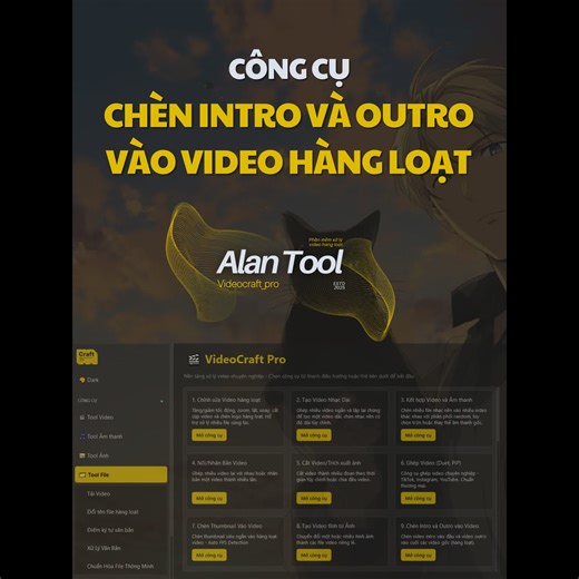 CÔNG CỤ CHÈN INTRO VÀ OUTRO VÀO VIDEO • Việc chèn đoạn giới thiệu (Intro) chuyên nghiệp và đoạn kết thúc (Outro) ấn tượng là cách tốt nhất để xây dựng nhận diện thương hiệu và kêu gọi hành động hiệu quả từ người xem. Tuy nhiên, nếu bạn có hàng chục hay hàng trăm video cần xử lý cho nhiều kênh khác nhau, việc ngồi ghép từng đoạn một thủ công là vô cùng lãng phí tài nguyên và thời gian. Công cụ chèn Intro/Outro hàng loạt này được thiết kế để giải quyết bài toán đó, giúp bạn duy trì sự nhất quán và
