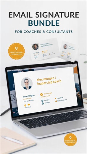 Professional Editable HTML Email Signature Templates Bundle for Coaches & Consultants - 9 Modern HTML Templates - Etsy