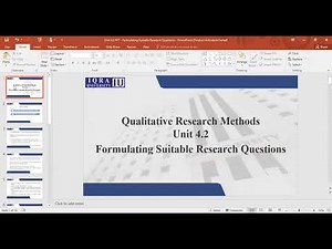 Unit 4.2 Formulating a Qualitative Research Question