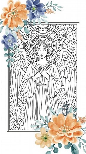 Art Nouveau Angel Coloring Pages 👼 Vintage Style Beauty #angelcoloring