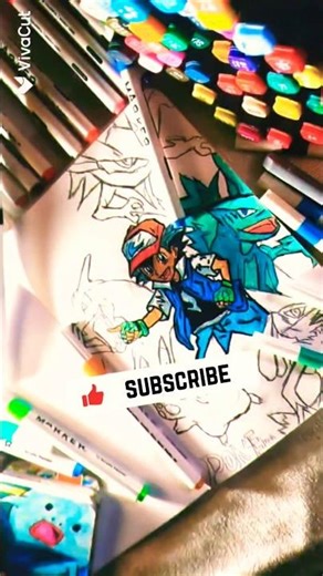 Pokemons"amezing👏🔥Drawing,with! acrylic,markers✨🤩#shorts