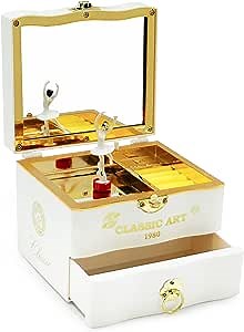 Amazon.com: Kndatle Ballerina Music Jewelry Box, Spin Ballerina Mini Music Box, Jewelry Organizers with Mirror Drawers for Kids Birthday Christmas Jewelry Gift Boxes Decor (White) : Clothing, Shoes & Jewelry