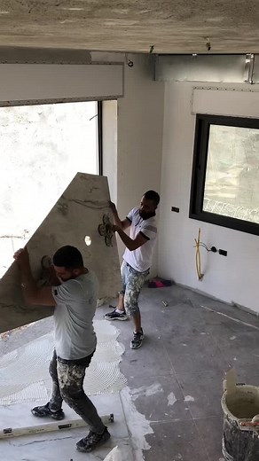 Marble Installation Process at Construction Site