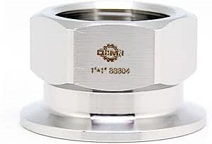 QiiMii 1.5"-2" Tri clamp Adapter to 1/2"-2" FNPT Thread Ferrule Sanitary Pipe Fitting (TC 1" x FNPT 1")