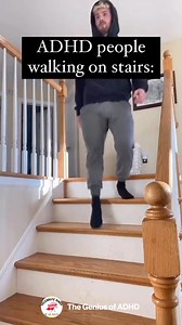 Walking down stairs with ADHD be like: 1% balance, 99% intrusive thoughts 🌀 #adhd #intrusivethoughts #neurospicy | The genius of ADHD