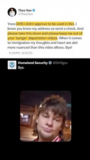 Theo Von wants DHS to remove a video that featured him to promote Trump's deportation operation