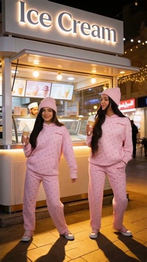 Shfa & Reem Eid Ice Cream Dance 🍦🌙✨ #Shorts #Eid #Viral