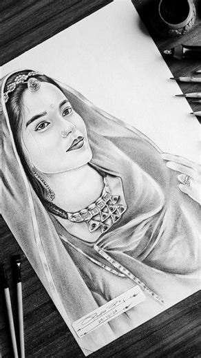 जब पेंसिल में जान डाल दी जाए ✏️🔥 #potraitart #realisticdrawings #artdeepakdk #artshorts #rajasthani