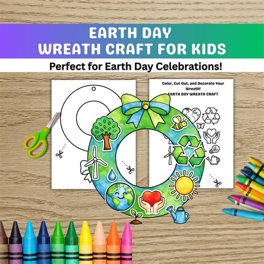 Earth Day DIY Wreath Craft for Kids, Coloring Cut and Paste Activity, Classroom Spring Bulletin Board Craft, Earth Day Paper Craft Printable - Etsy UK