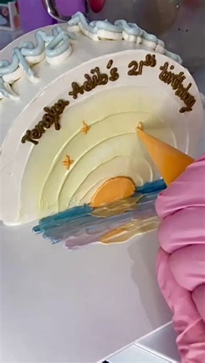 Sunset Half Cake Decorating Tutorial