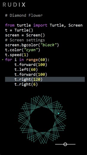 Diamond Flower Using Python Turtle