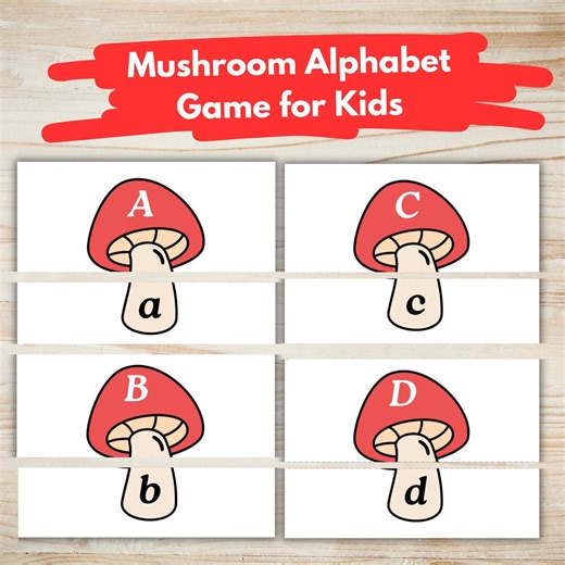 Uppercase and Lowercase Letter Matching Activity | Mushroom Alphabet Game for Kids | Printable Preschool Learning - Etsy