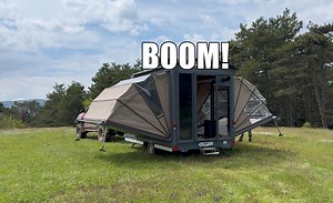 Ortsan Outdoor's Mini House Is a Compact Caravan that Doubles in Size by Opening Like an Accordion